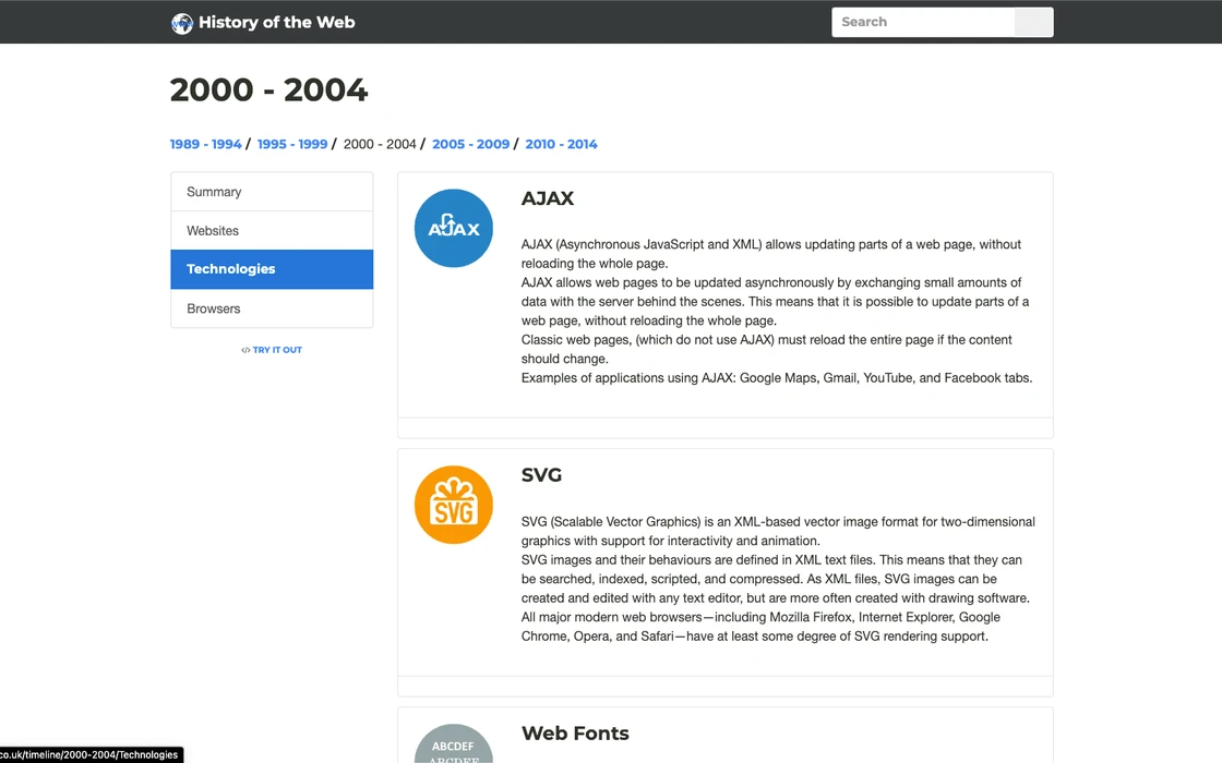 History of the Web screenshot 7