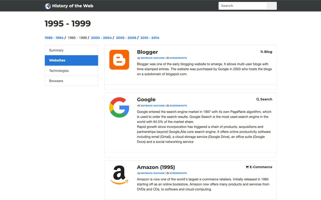 History of the Web screenshot 6