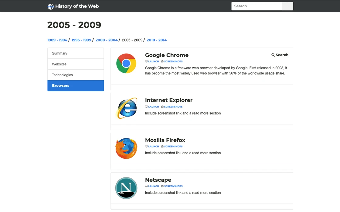 History of the Web screenshot 8